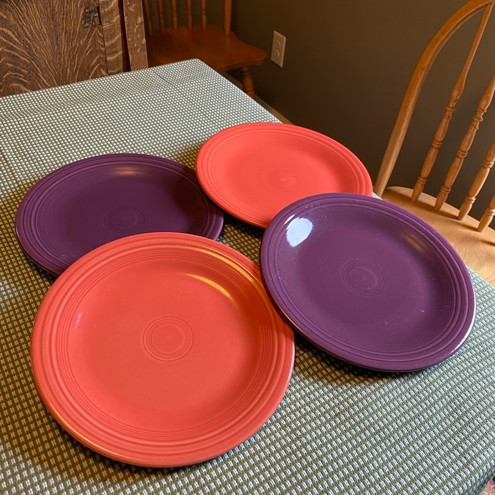 Fiesta Purple and Orange Ceramic Dinner Plates